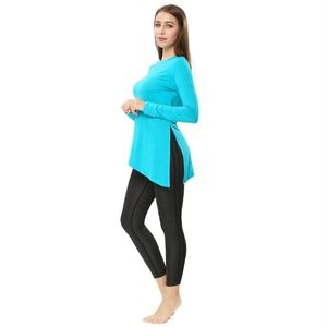 NWT ENIDMIL LS TURQUOISE TUNIC OR TIE TOP MEDIUM, LARGE